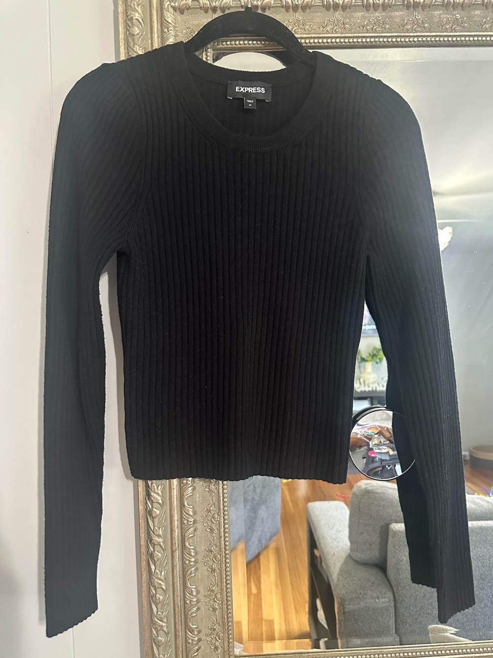 Express Black Ribbed Crewneck Sweater